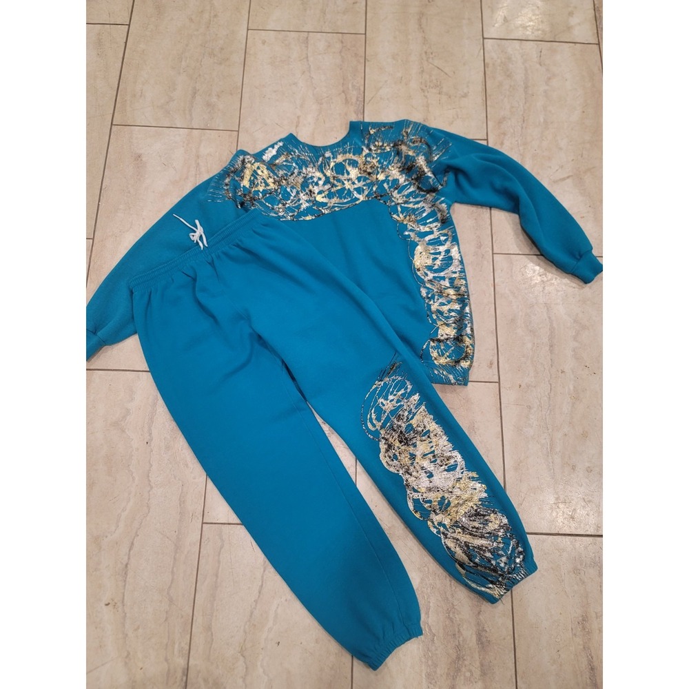 vintage 1980 track suit custom design. Gold Silver, black. Hanes L top, M bottom